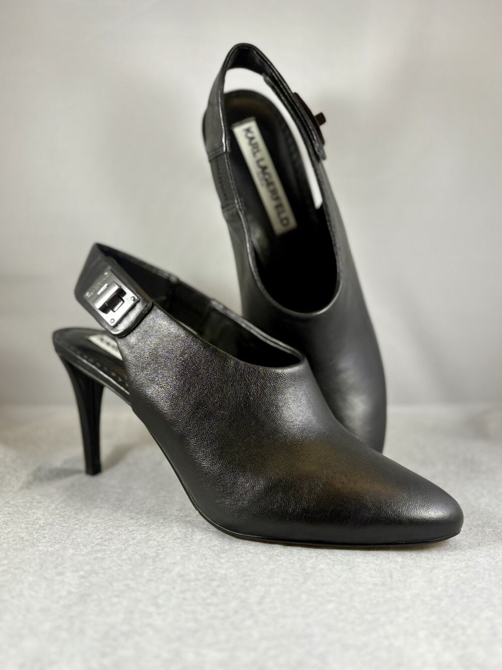 Karl Lagerfeld Paris Maddie Women’s Leather Slingback Booties Size 6.5 M